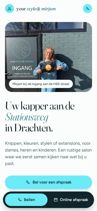 Richting A op een telefoon